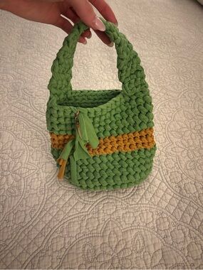 HANDMADE Never Used Green Crochet Bag